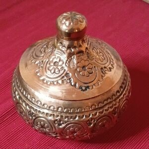 1950s Era Vintage Sarajevo Turkish Sugar Bowl. Brass Lined With Tin